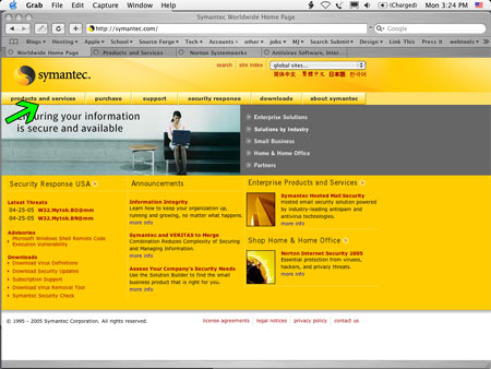Main Symantec Page